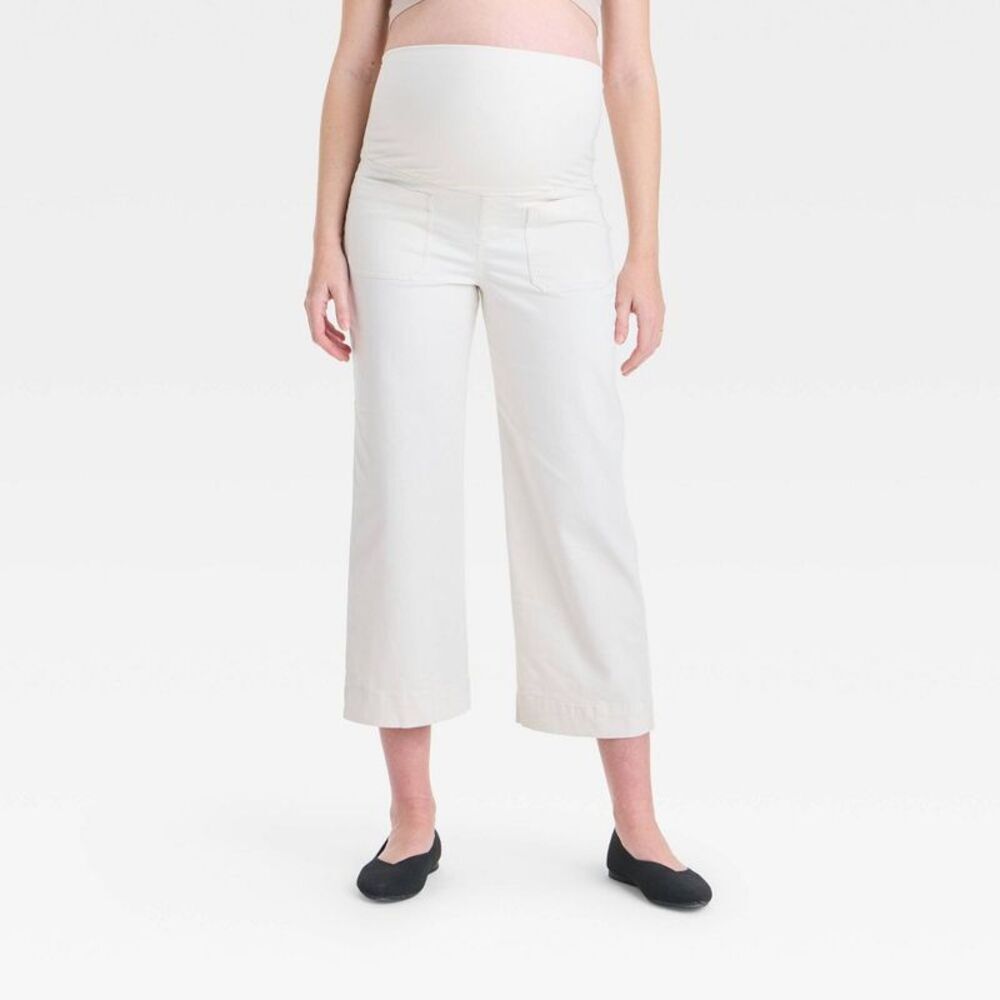 Over Belly High-Rise Wide Leg Maternity Pull-On Pants - Cream XXL